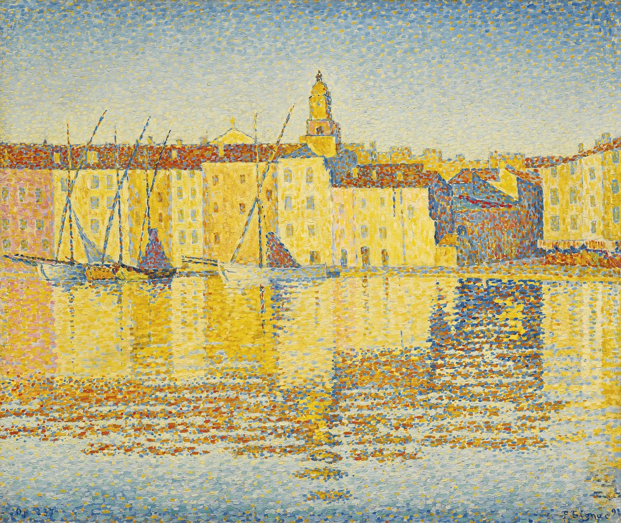 Häuser am Hafen, Saint Tropez von Paul Signac