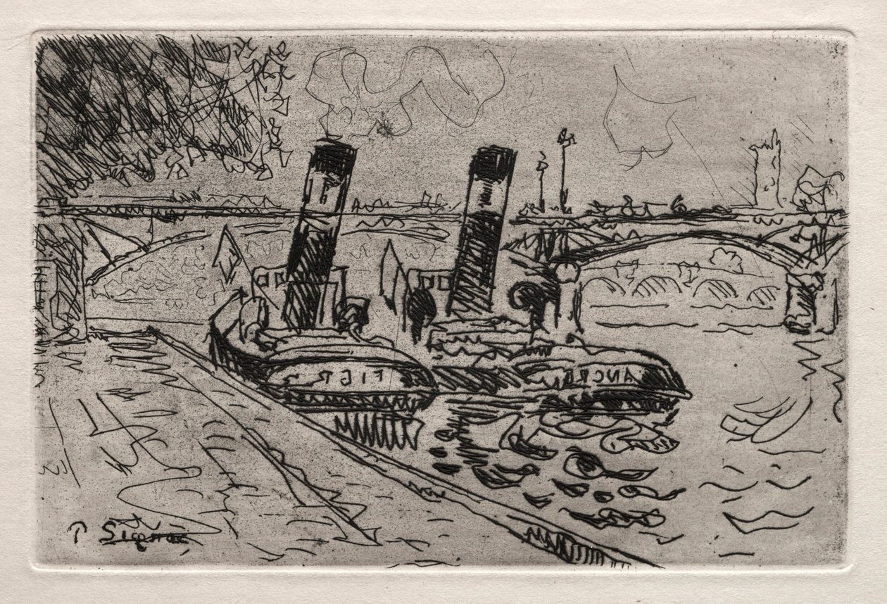 Paris, Le Pont des Arts mit Schleppern von Paul Signac
