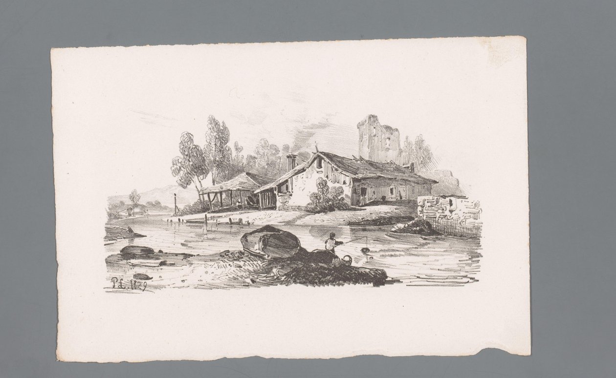 Ansicht eines Hauses an einem Fluss von Paulus Lauters