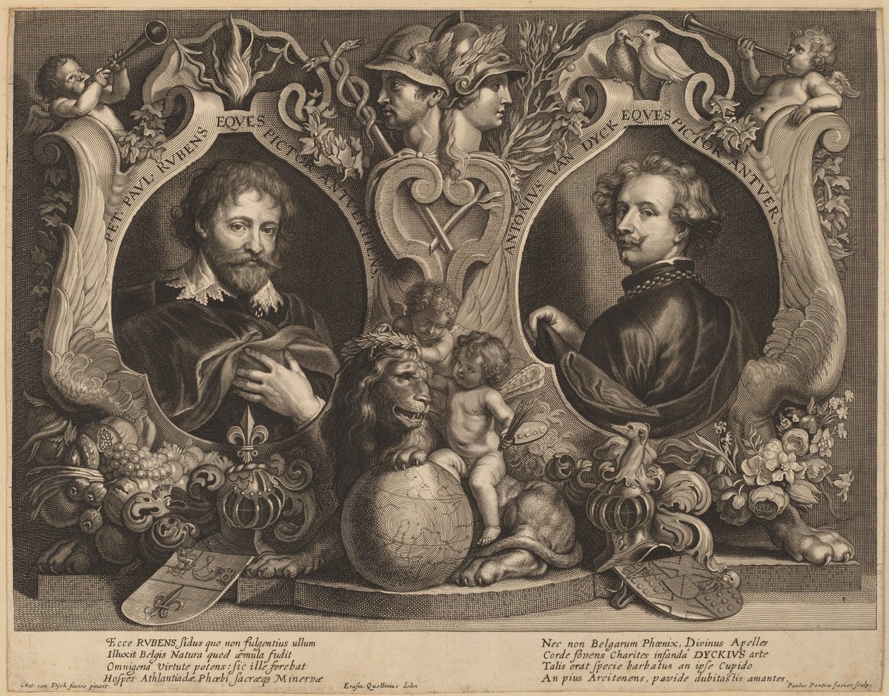 Rubens und van Dyck, ein Doppelporträt von Paulus Pontius, after Sir Anthony van Dyck and Erasmus Quellinus II