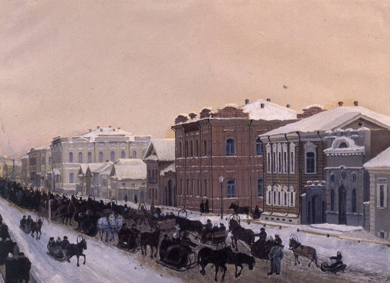 Tomsk, Magistratskaya-Straße während der Fastnacht 1897, 1897 von Pavel Mikhaylovich Kosharov