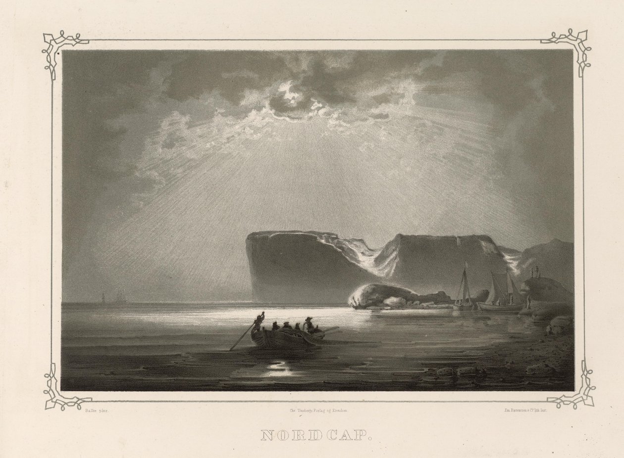 Nordkap. Illustration aus dem Buch Norge fremstillet i Tegninger von P.Chr. Asbjørnsen, veröffentlicht von Chr. Tønsberg (Norwegen, 1848) von Peder Balke