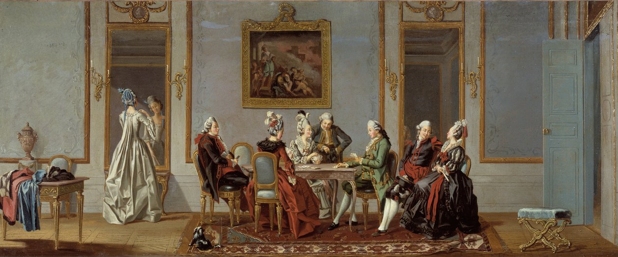 Gustavianischer Stil Innenraum mit Kartenspielern von Pehr Hilleström