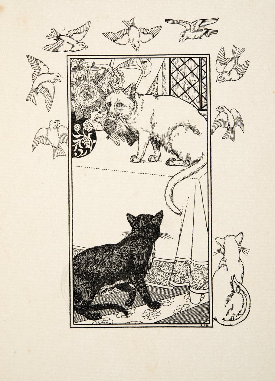 Eine besondere Einmischung, aus Hundert Anekdoten von Tieren, veröffentlicht 1924 (Gravur) von Percy J. Billingshurst