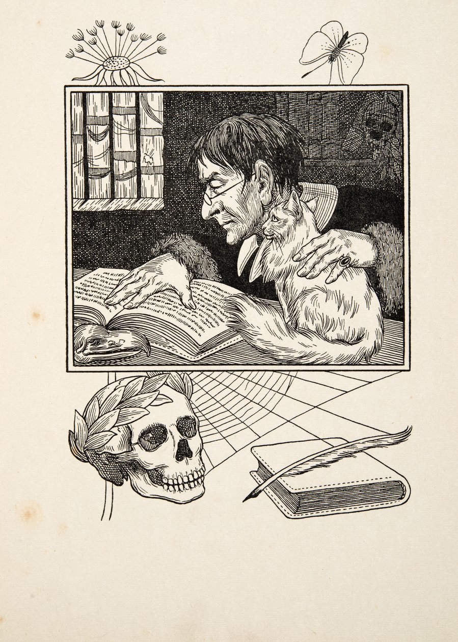 Sonnini und seine Katze, aus Hundert Anekdoten über Tiere, veröffentlicht 1924 von Percy J. Billingshurst