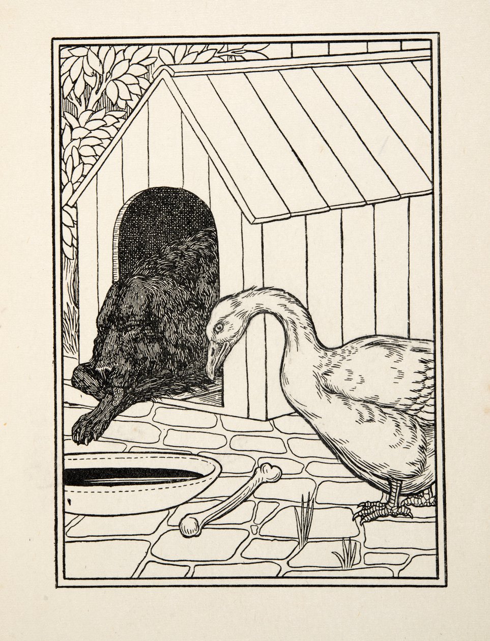 Der Hund und die Gans, aus Hundert Anekdoten über Tiere, veröffentlicht 1924 von Percy J. Billingshurst