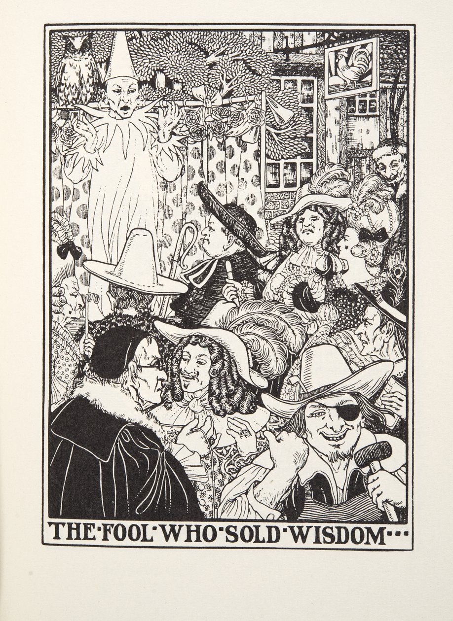 Der Narr, der Weisheit verkaufte, aus Fontaine Fabeln, veröffentlicht 1905 (Gravur) von Percy J. Billingshurst