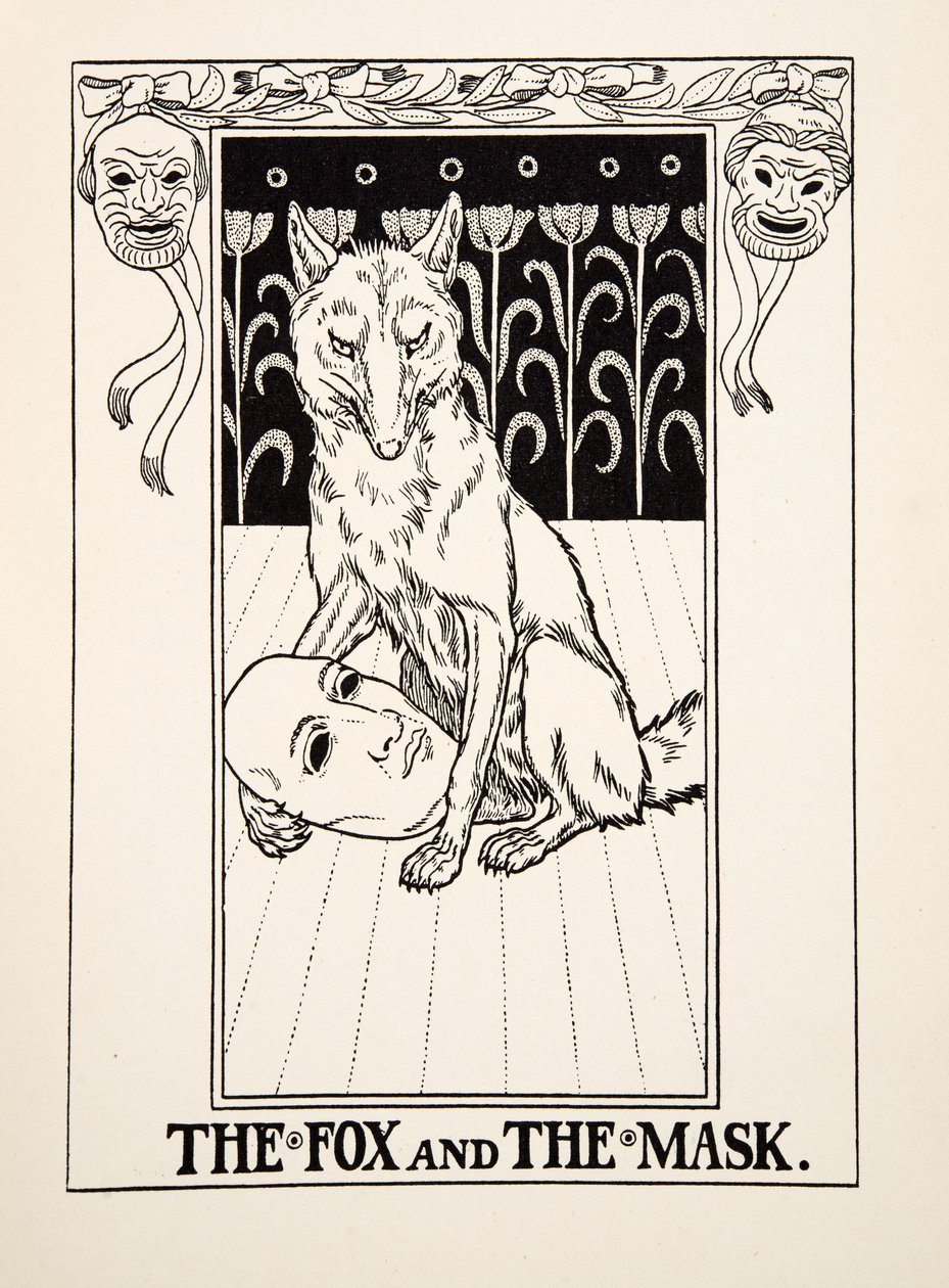 Der Fuchs und die Maske, aus Hundert Fabeln von Äsop, veröffentlicht 1903 von Percy J. Billingshurst