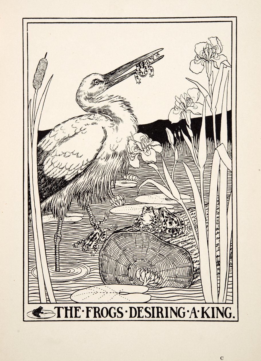 Die Frösche, die einen König wollten, aus Hundert Fabeln von Äsop, veröffentlicht 1903 von Percy J. Billingshurst