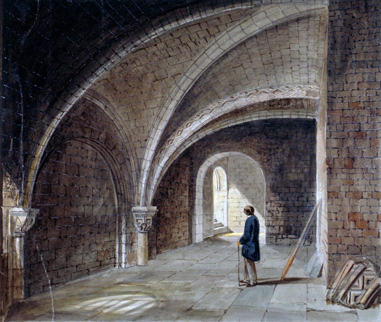Krypta unter der Kirche St. James in der Wall, Wood Street Square, City of London von Percy William Justyne