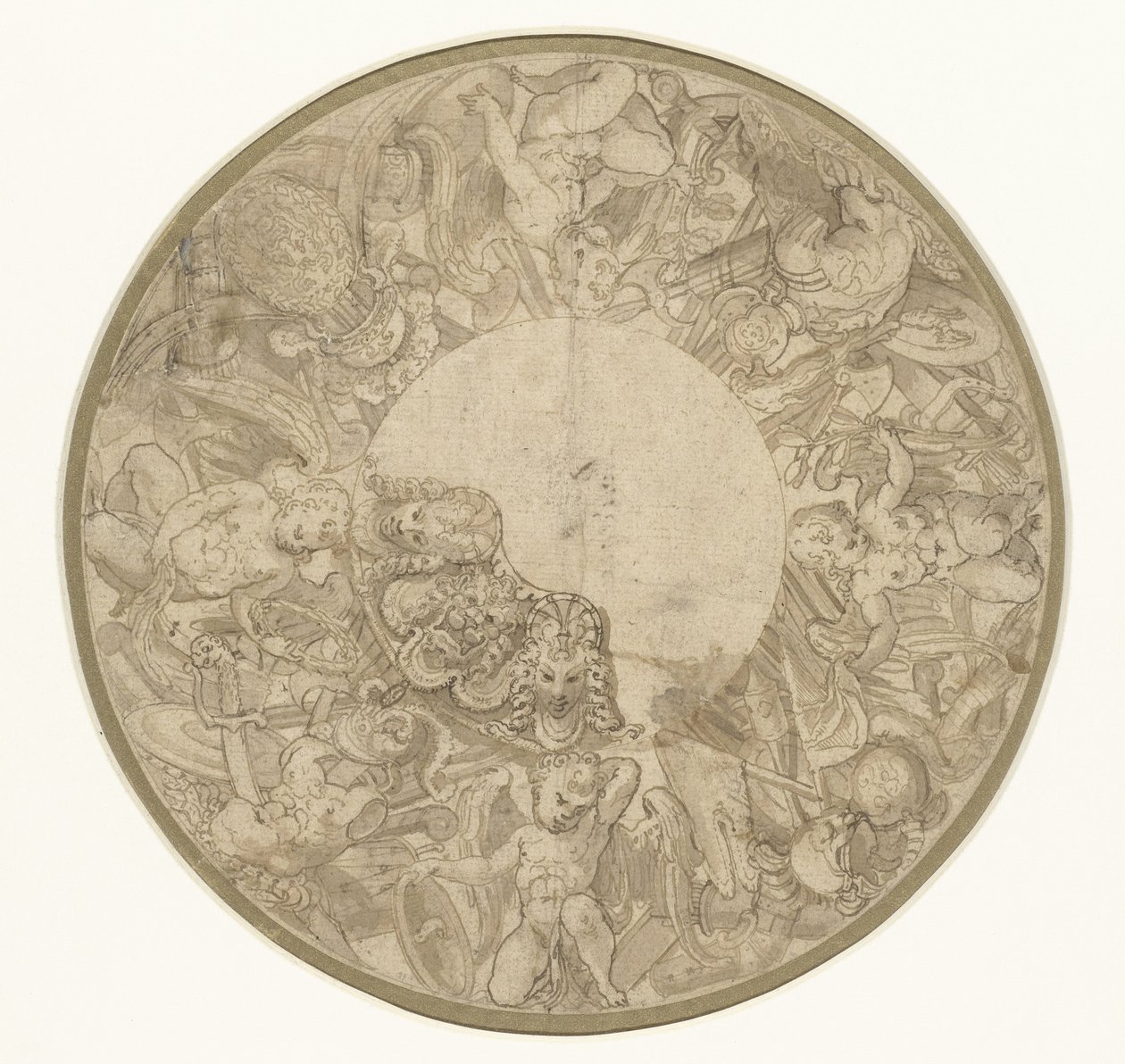 Entwurf für den Fuß einer runden Prunkschale von Perino del Vaga (attributed to)