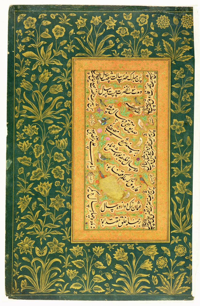 Kalligraphie von Mir Ali aus Herat, mit einem Mogul-Rand, aus dem Minto-Album von Persian School