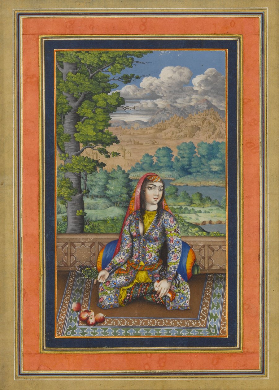Porträt einer persischen Dame, Folio aus dem Davis-Album, ca. 1736-37 von Persian School