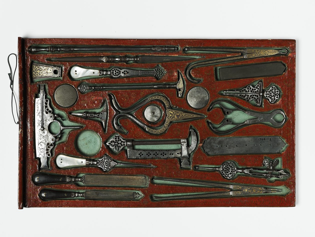Werkzeugkasten, der die Heilige Familie darstellt, ca. 1830 (Mischtechnik) von Persian School