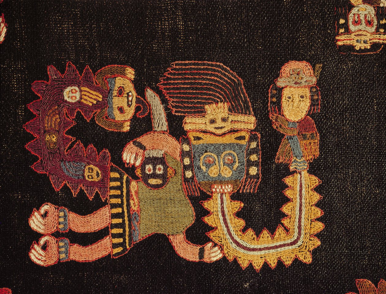 (Detail) Begräbnistuch, Paracas-Stamm von Peruvian School