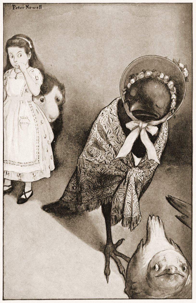 "Unter verschiedenen Vorwänden gingen sie alle weg", Illustration für Lewis Carrolls Alice im Wunderland, 1901 von Peter Newell