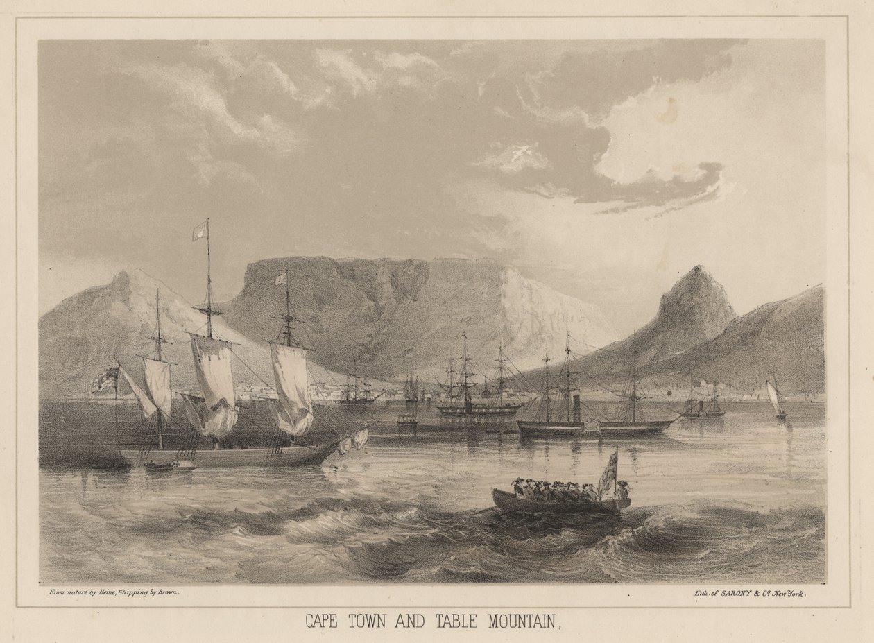 Kapstadt und Tafelberg, Lithographie von Sarony und Co. von Peter Bernhard Wilhelm Heine