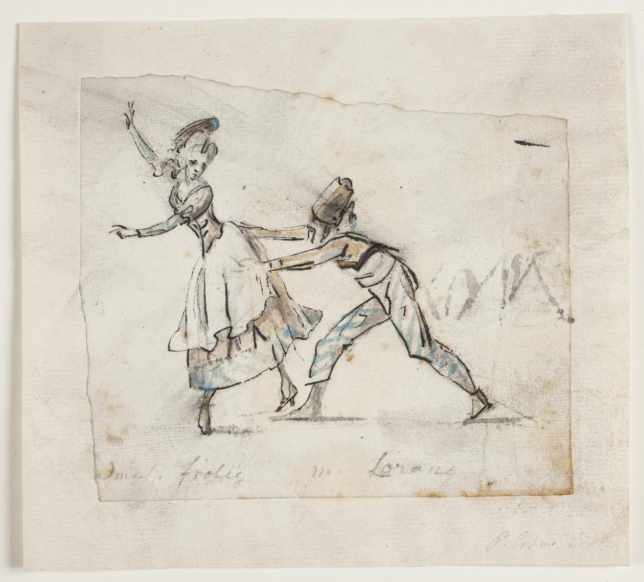 Anine Frölich und Pierre Jean Laurent in einer Szene aus Galeottis Ballett "Zigeunernes leir", Den kgl. danske Skueplads von Peter Cramer