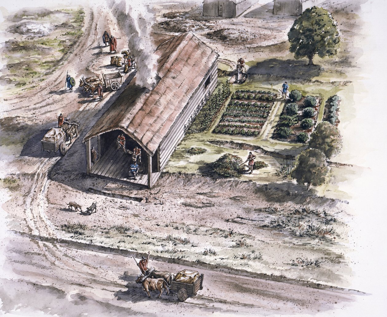 Industriegebäude, Ribchester Römisches Fort, Lancashire, 2. Jahrhundert, 1996 von Peter Dunn
