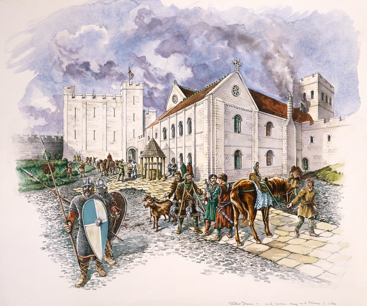 Burg und Palast, Old Sarum, Wiltshire, ca. 1130, 1994 von Peter Dunn