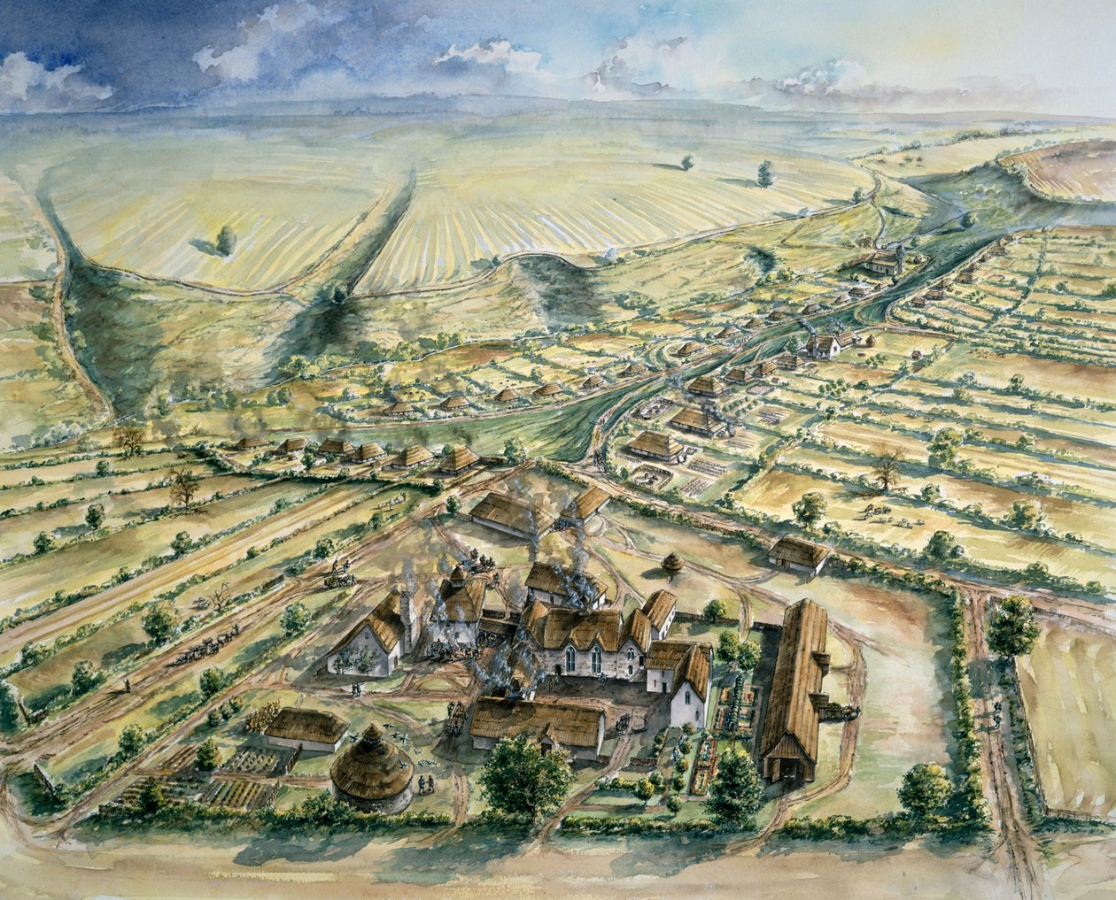 Wharram Percy Mittelalterliches Dorf, spätes 12. Jahrhundert, ca. 1990-2010 von Peter Dunn