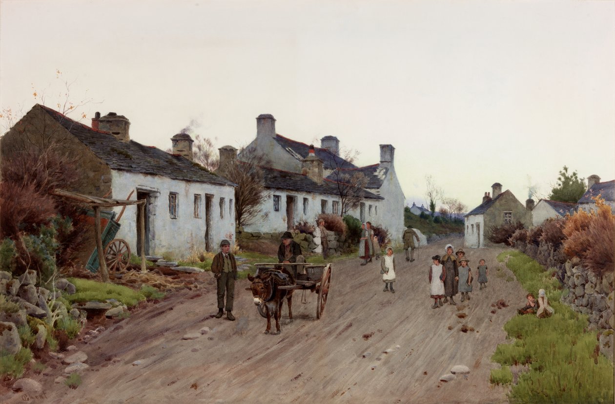 Ein walisisches Dorf – Abend, um 1890-1910 von Peter Ghent