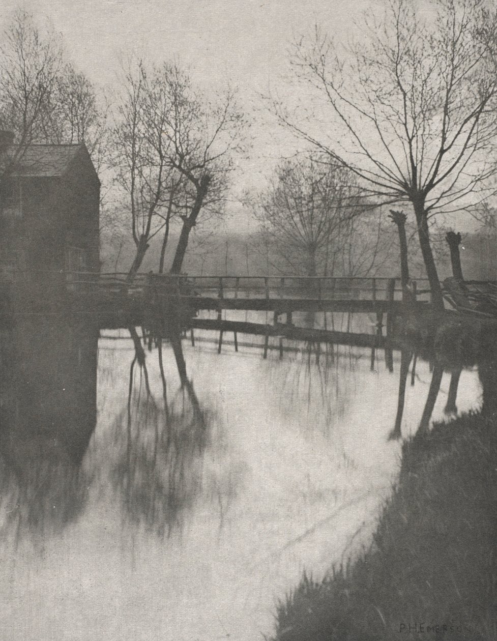 Fußgängerbrücke bei Chingford, aus The Compleat Angler von Peter Henry Emerson