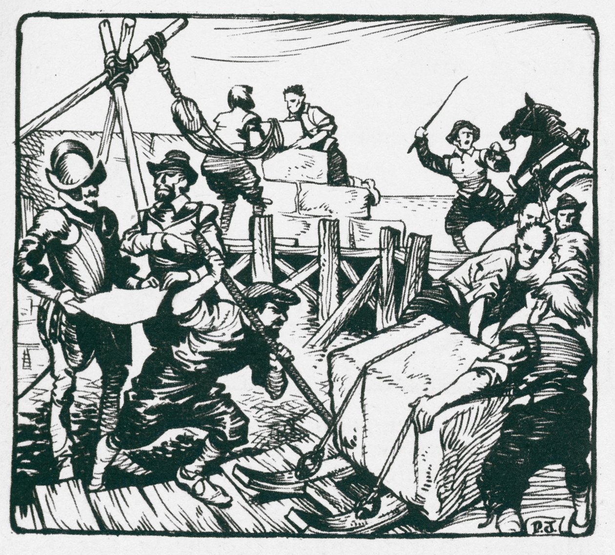Verstärkung der Mauern des Hafens von Tenby gegen die drohende Invasion der spanischen Armada von Peter Jackson
