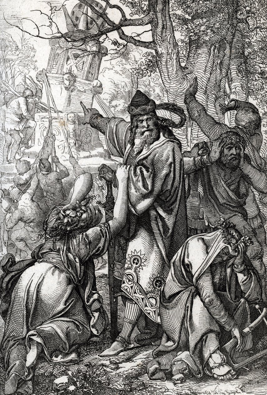 Kaiser Karl der Große (ca. 742-814) im Krieg gegen die Sachsen, 772 Federzeichnung aus „Historische Memorabilian des In- und Auslandes“ von Anton Ziegler von Peter Johann Nepomuck Geiger