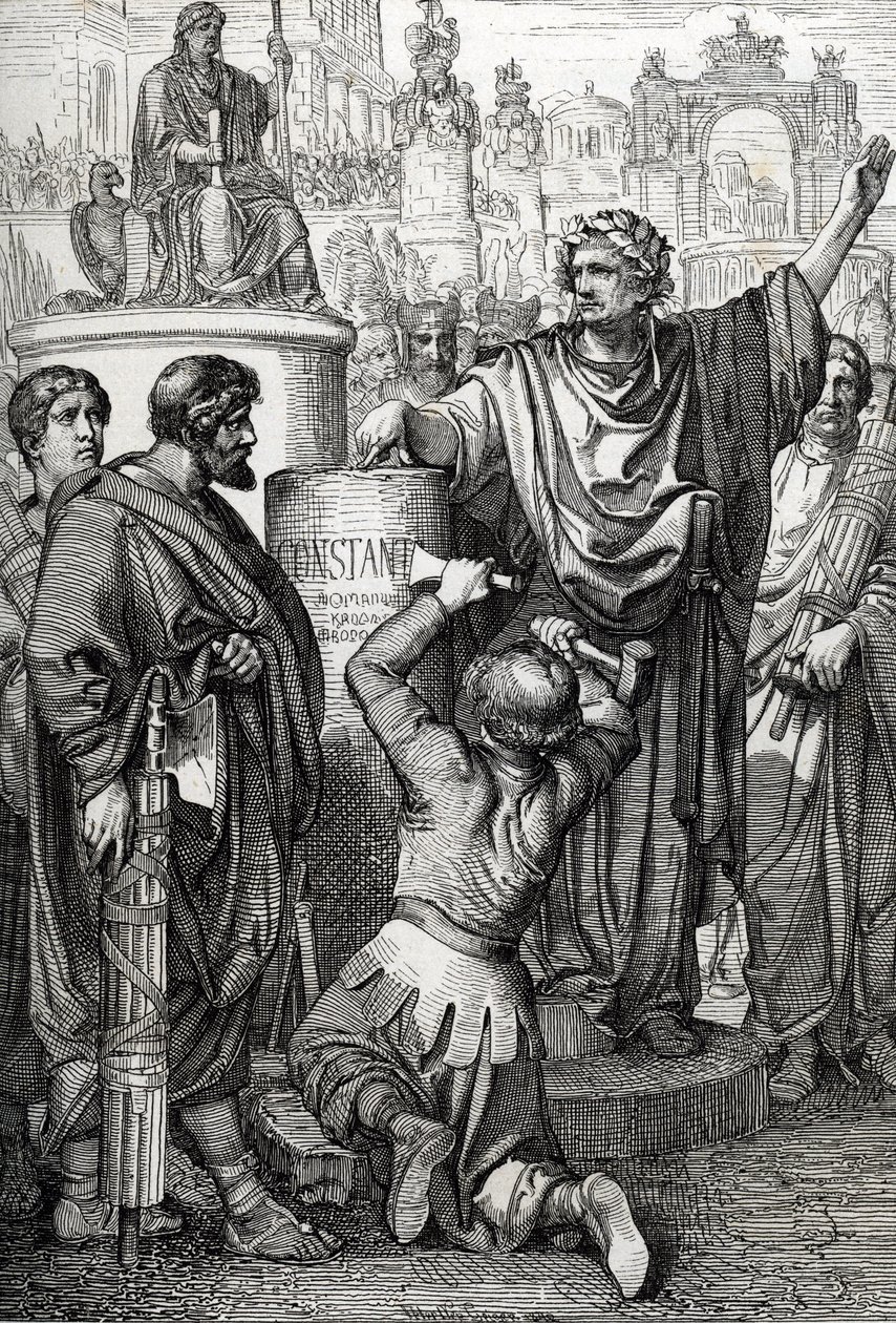 Die Gründung von Konstantinopel durch Kaiser Konstantin den Großen, der die kaiserliche Hauptstadt nach Byzanz verlegte, das er in Konstantinopel umbenannte von Peter Johann Nepomuck Geiger