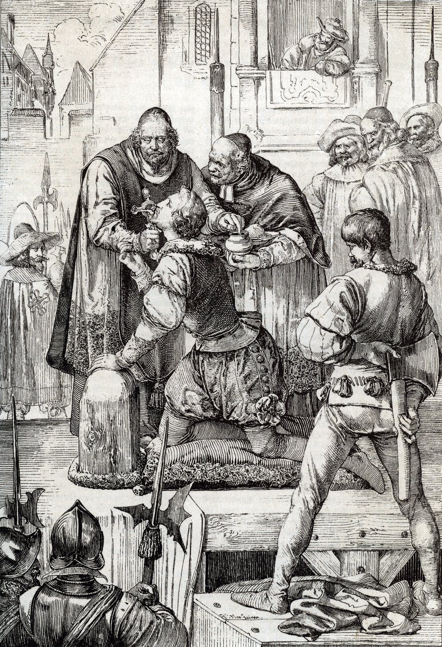 Krieg der Neunzig Jahre (oder Aufstand der Niederlande) (1568-1648): die Enthauptung von Lamoral, Graf von Egmont, Prinz von Gavre (1522-1568), niederländischer Politiker - Er wurde im Rahmen des Rates der Unruhen (oder Blutrat) verurteilt von Peter Johann Nepomuck Geiger