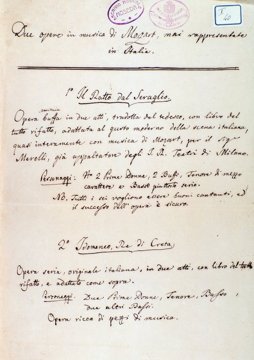 Vorwort zum Libretto von Lichtenthals Bearbeitung von Mozarts 