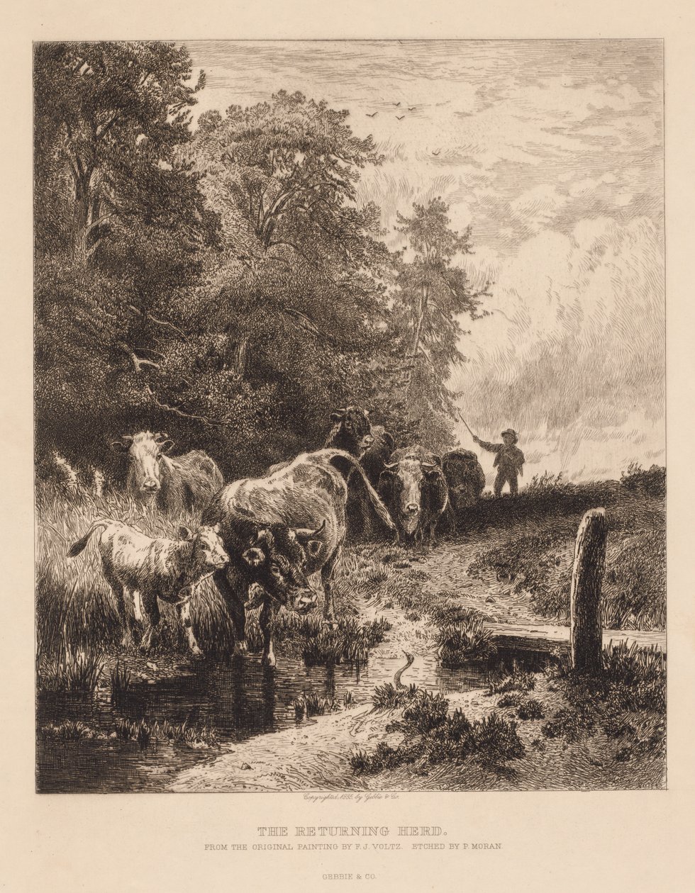 Die zurückkehrende Herde von Peter Moran
