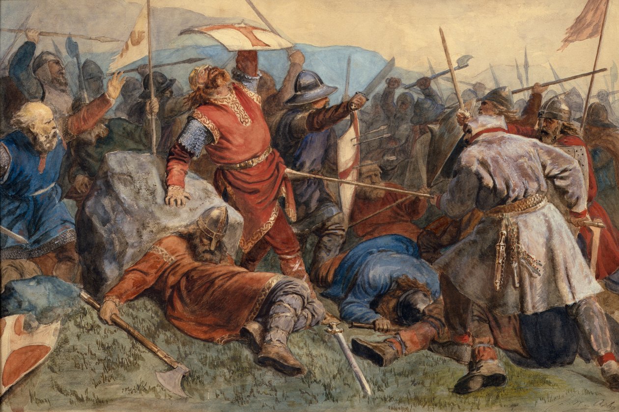 Der Fall des heiligen Olav in der Schlacht von Stiklestad von Peter Nicolai Arbo