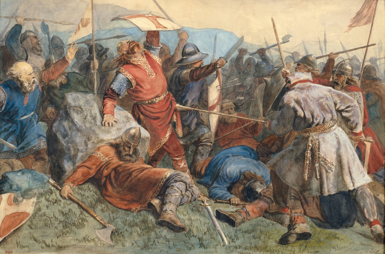 Der Fall des heiligen Olav in der Schlacht von Stiklestad von Peter Nicolai Arbo