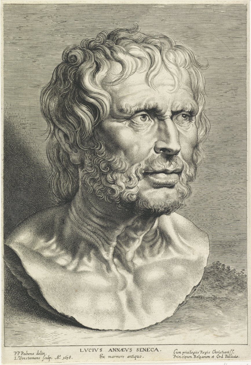 Büste von Seneca, graviert von Lucas Vorsterman von Peter Paul (after) Rubens
