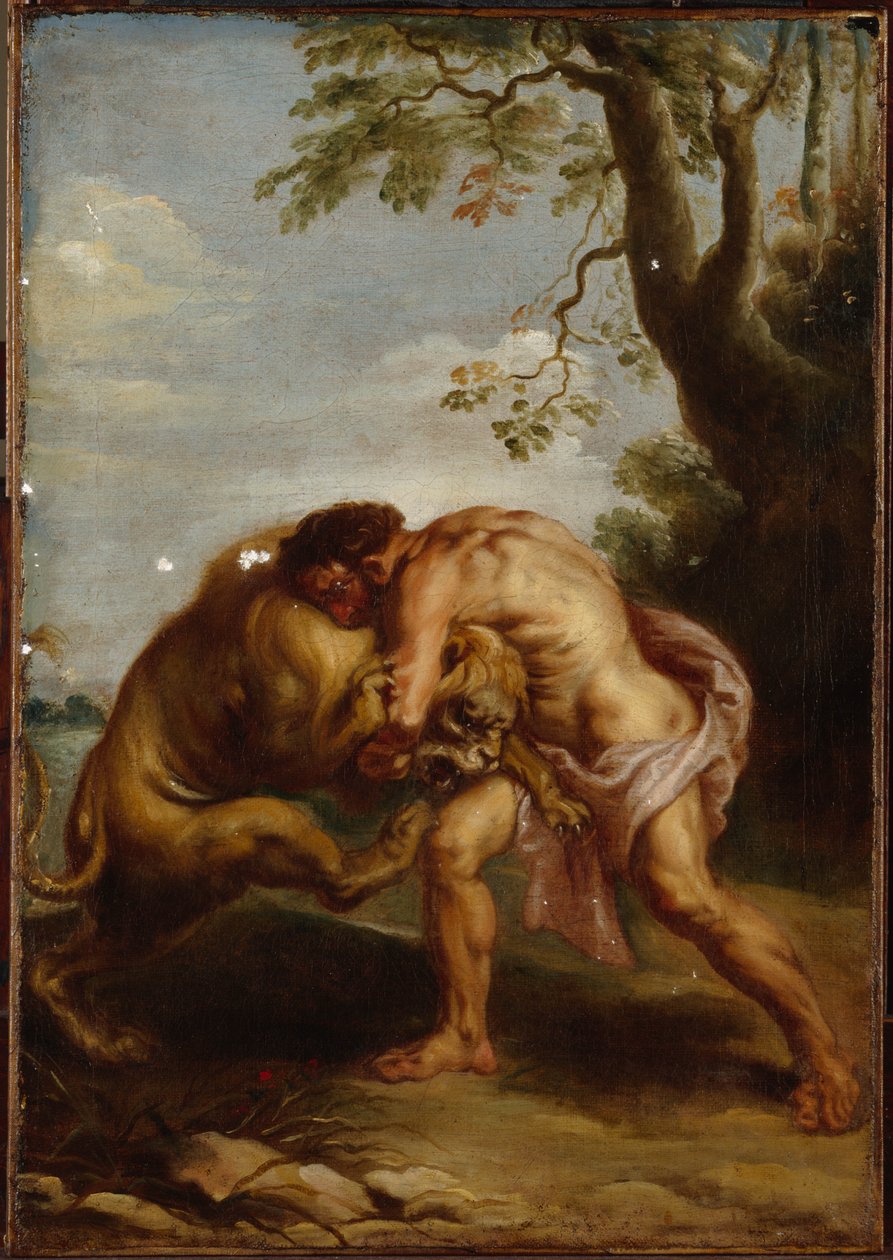 Herkules und der nemeische Löwe von Peter Paul (after) Rubens