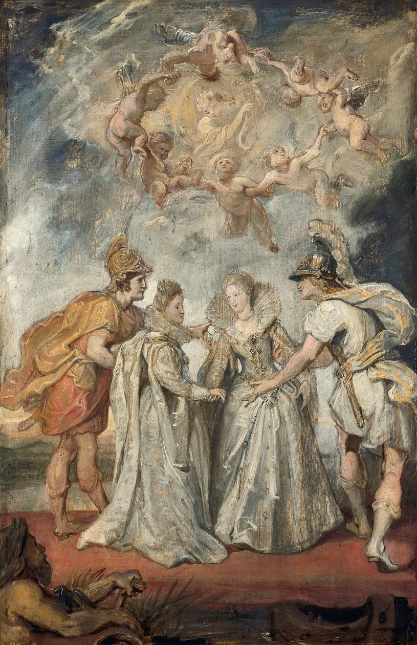 Die Familienverbindung zwischen Frankreich und Spanien (Skizze zum Medici-Zyklus) von Peter Paul Rubens