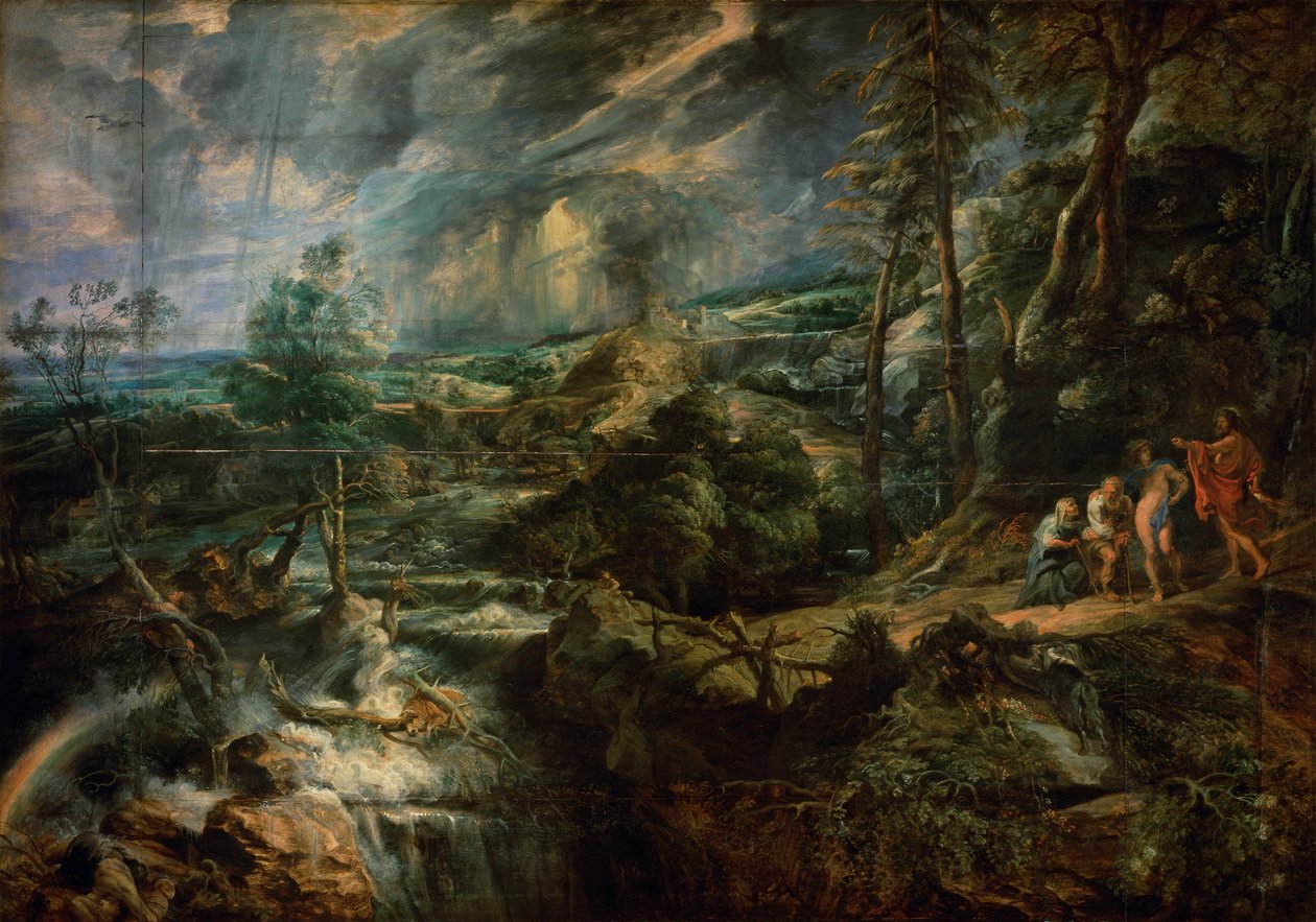 Stürmische Landschaft mit Philemon und Baucis von Peter Paul Rubens