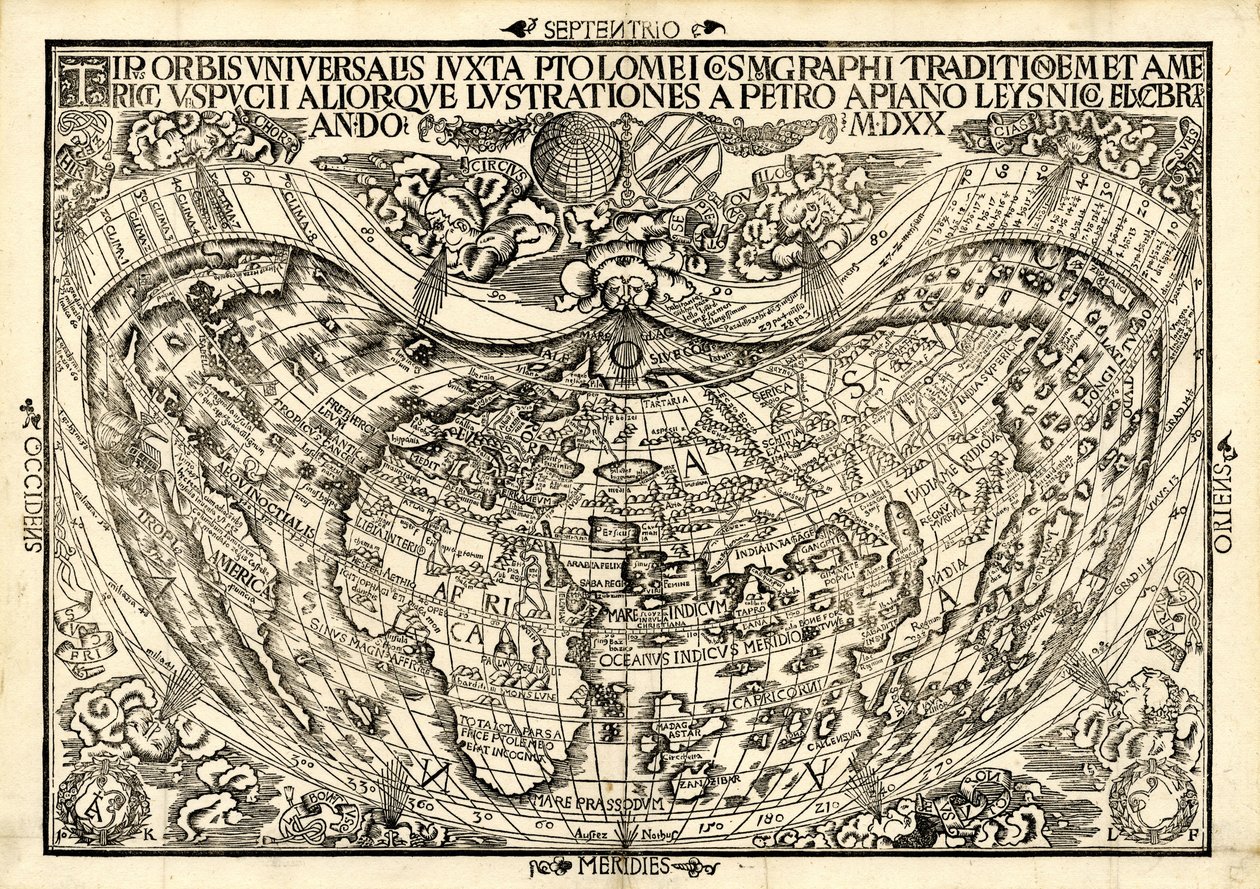 Tipus Orbis Universalis von Peter & Pomponius Mela Bienewitz Apian