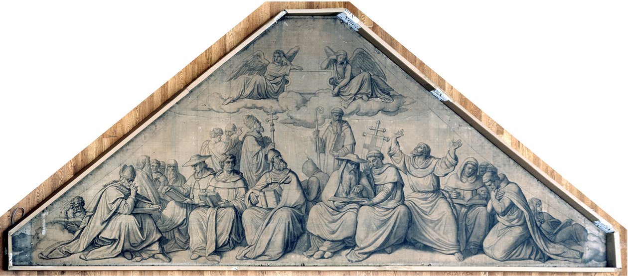 Kirchenlehrer und Ordensstifter. Karton zu den Fresken der Ludwigskirche in München von Peter von Cornelius