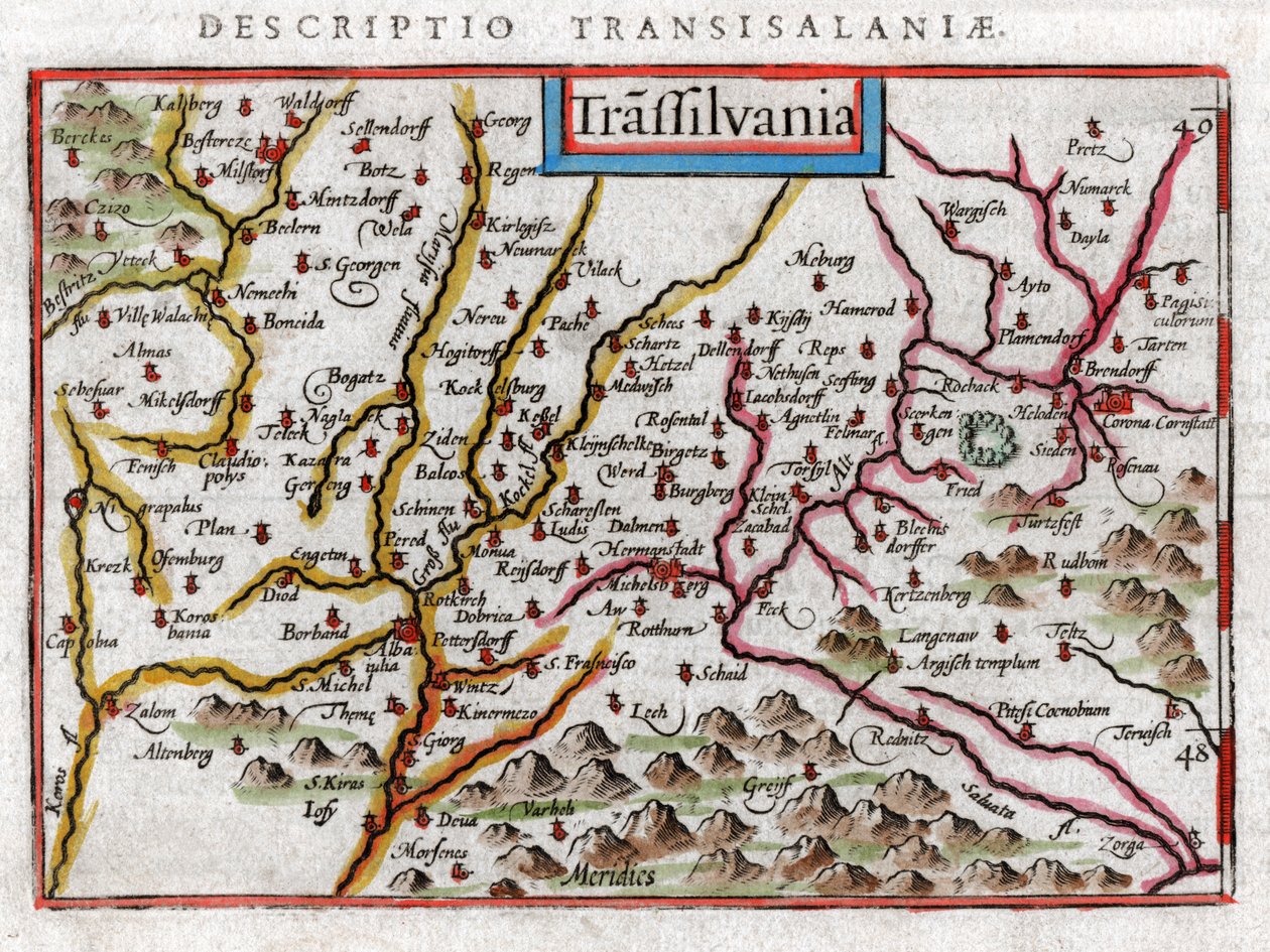 Karte von Transsilvanien 1616 von Petrus Bertius