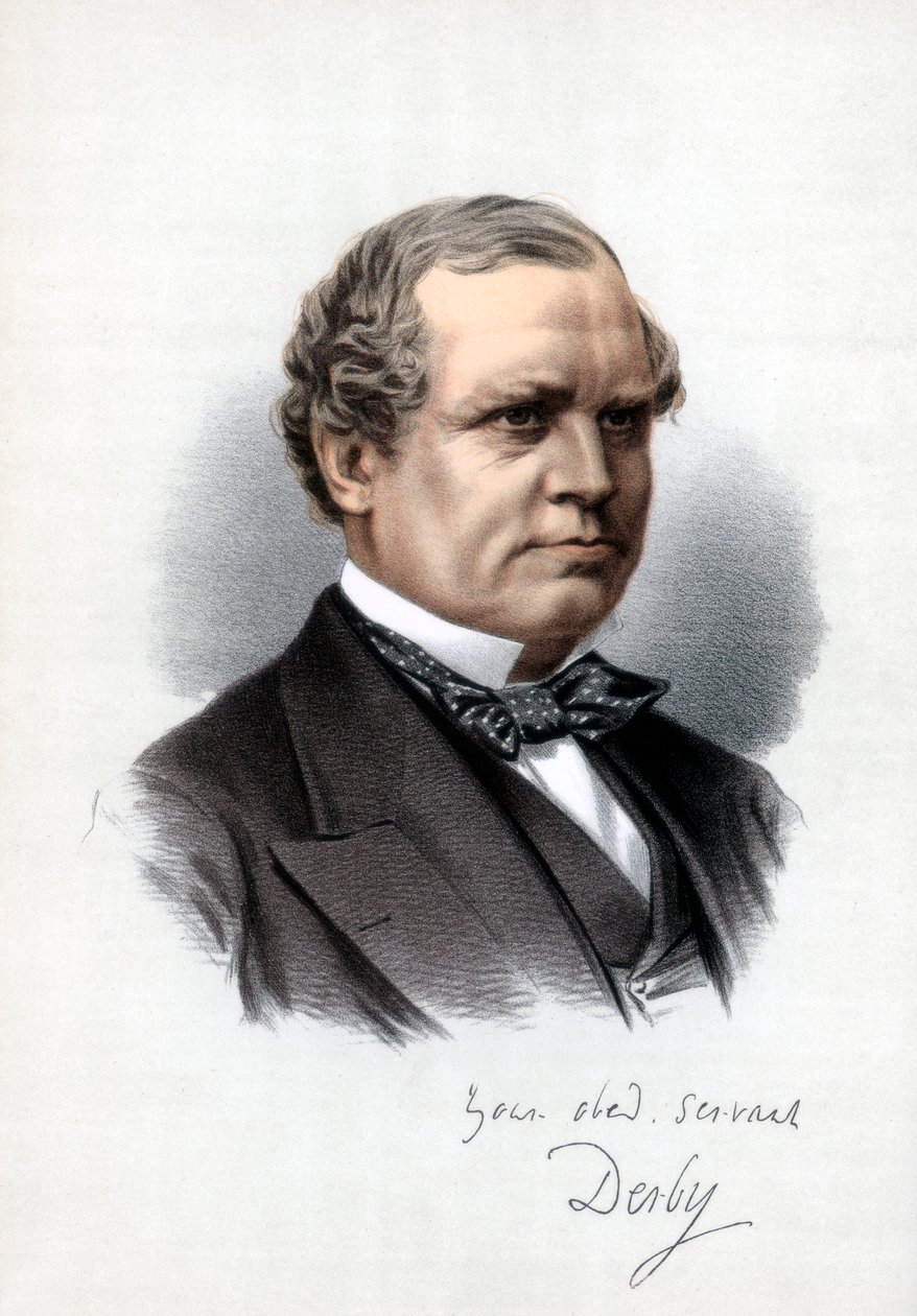 Edward Henry Stanley, 15. Earl of Derby, Premierminister des Vereinigten Königreichs, um 1890 von Petter and Galpin Cassell