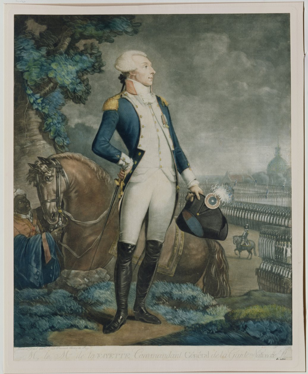 Porträt des Marquis de La Fayette (1757-1834), Kommandant der Nationalgarde, 1790 von Philibert Louis Debucourt