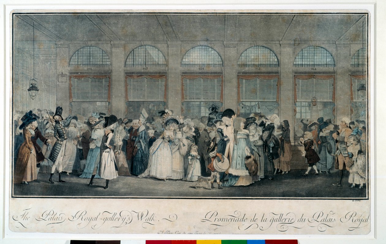 Spaziergang durch die Galerie des Königspalastes im Jahr 1787. Gravur von Louis Philibert Debucourt (1755-1832) von Philibert Louis Debucourt