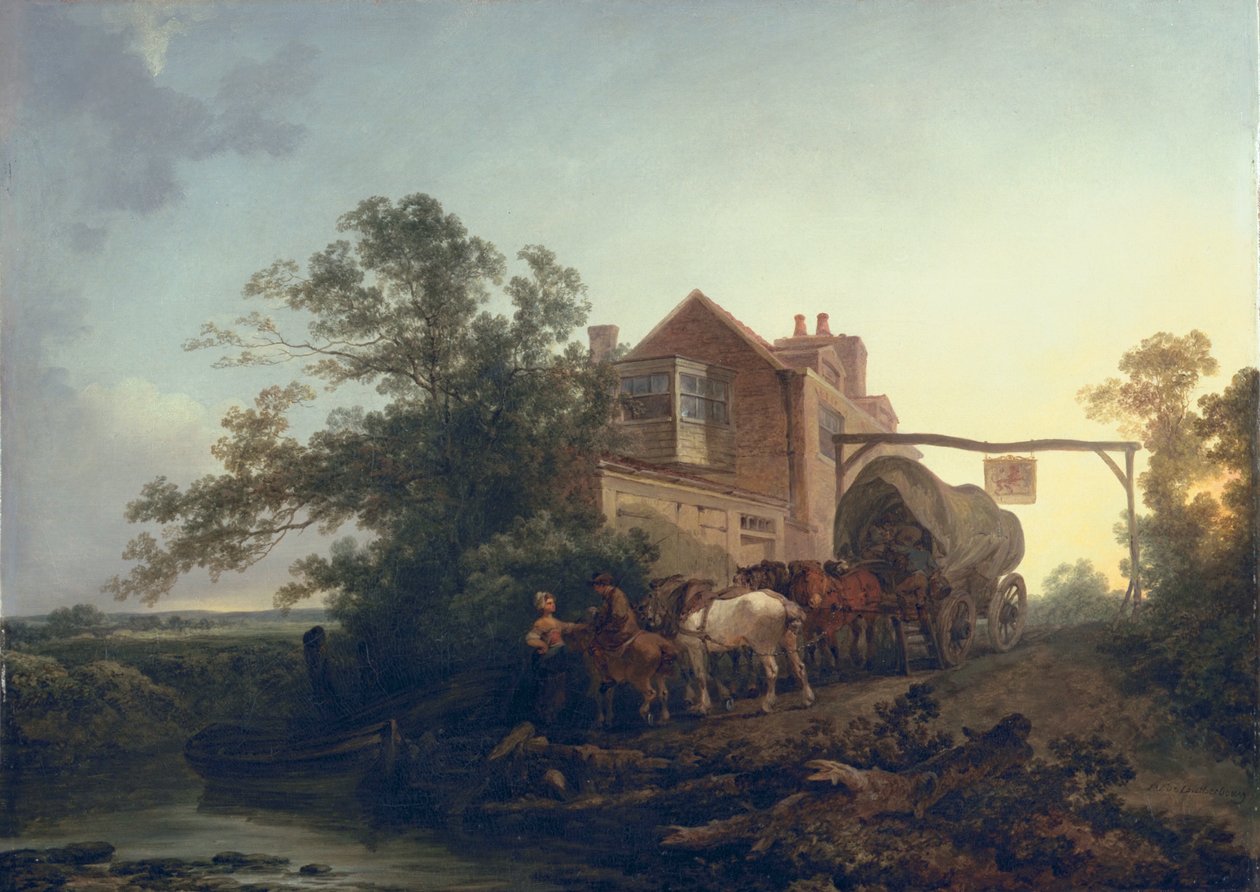 Wagen vor einem Gasthaus von Philippe-Jacques de Loutherbourg