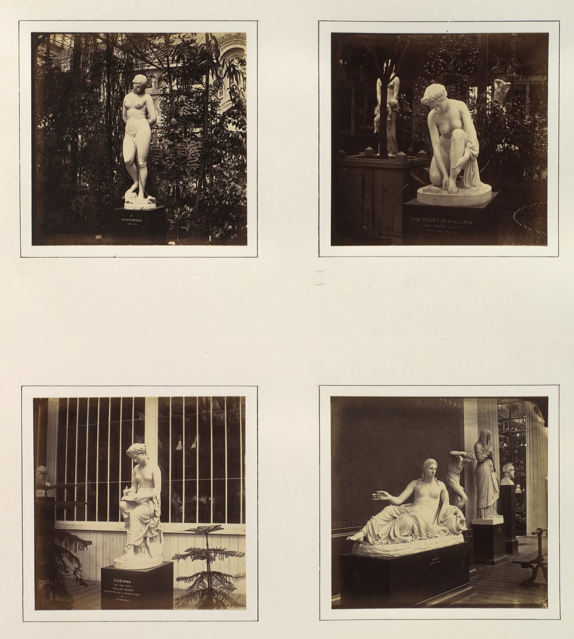[Skulpturen von Andromeda, die Toilette der Atalanta, Corinna und eine Najade], ca. 1859 von Philip Henry Delamotte.