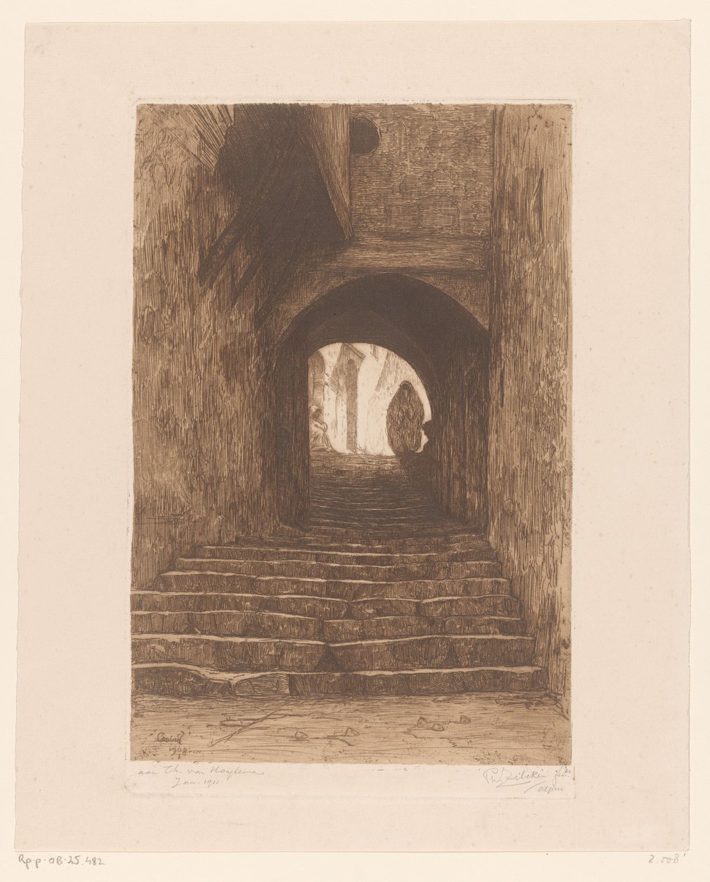 Straße mit Treppe in Algier von Philip Zilcken (signed by artist)