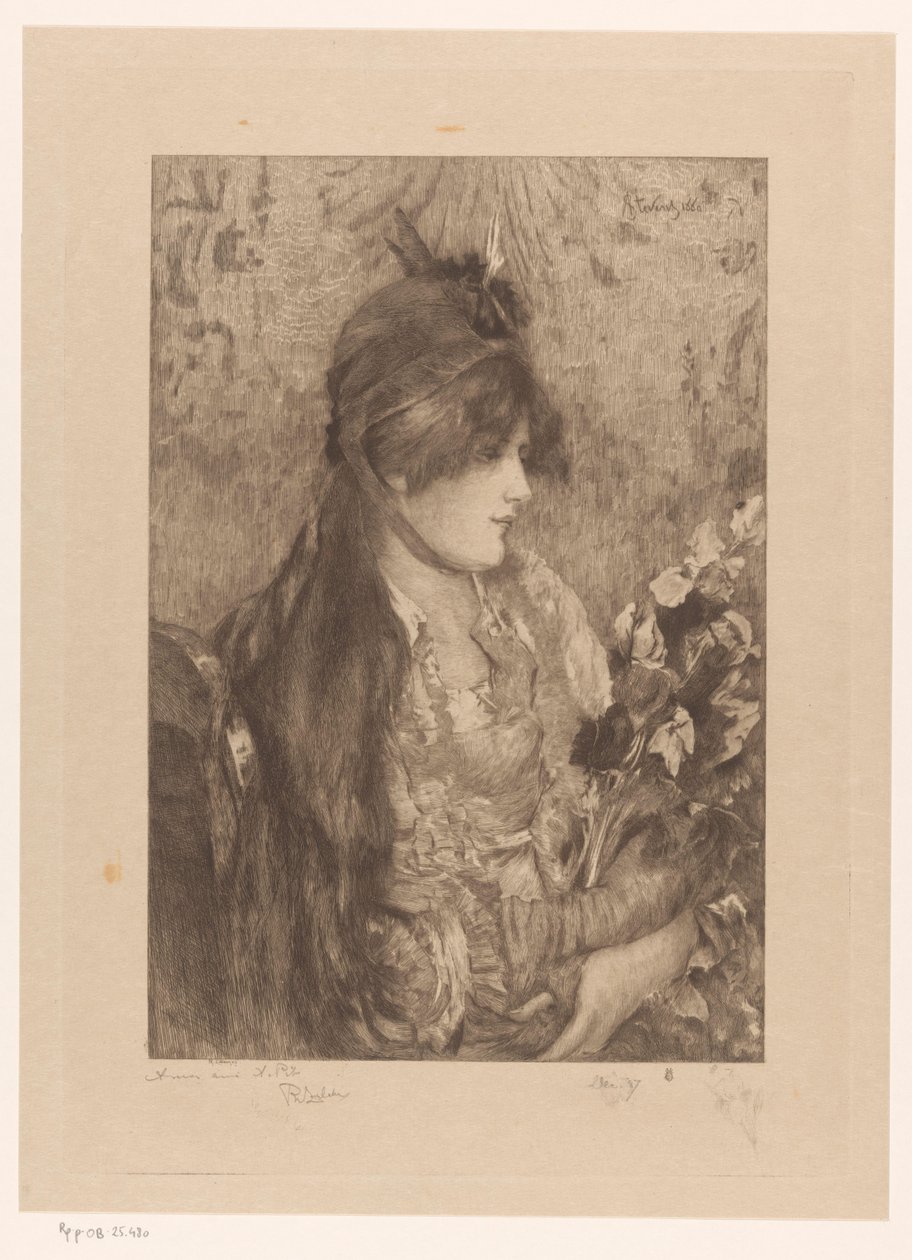 Frau mit Blumenstrauß von Philip Zilcken (signed by artist)