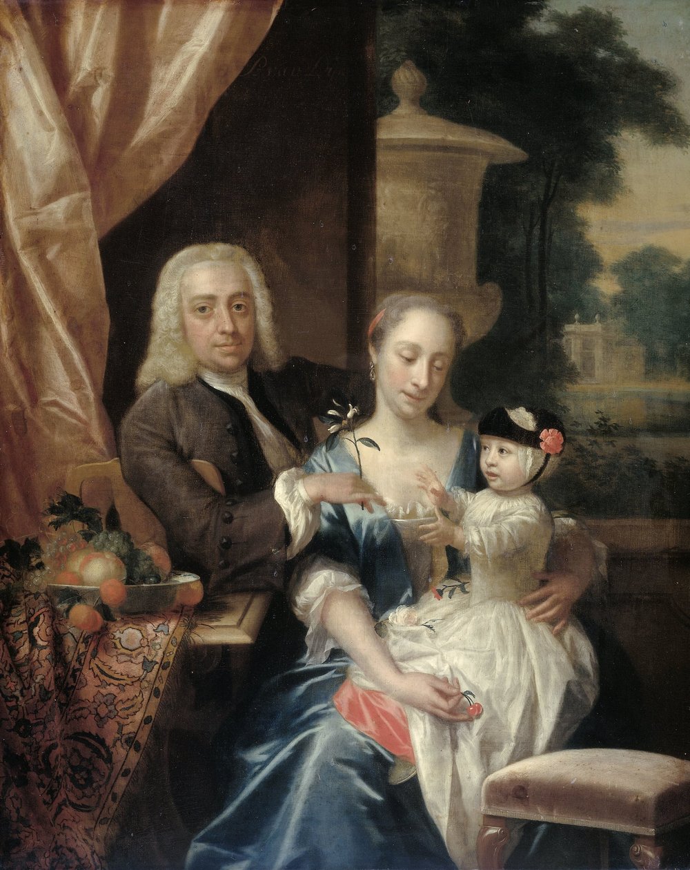 Isaac Parker (1702-1755), seine Frau Justina Johanna Ramskrammer (1702-1798) und ihr Sohn Willem Alexander (1740-1747) von Philip van Dijk